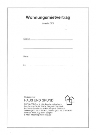 Wohnungsmietvertrag DIN A 4 - Format Ausgabe 2023